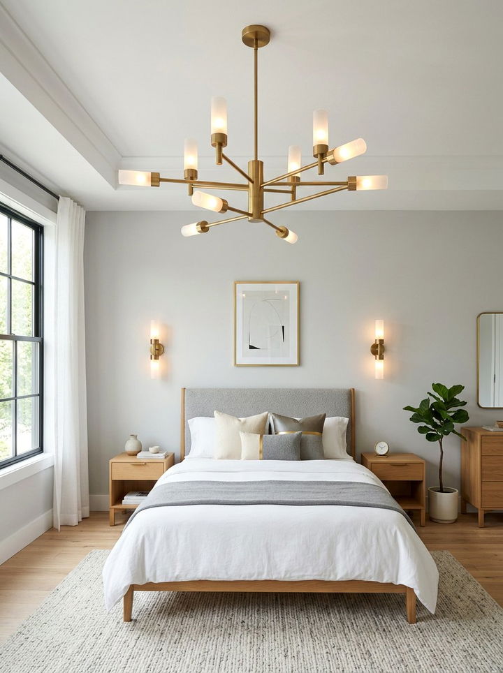Brushed brass light fixtures - 30 gold bedroom ideas