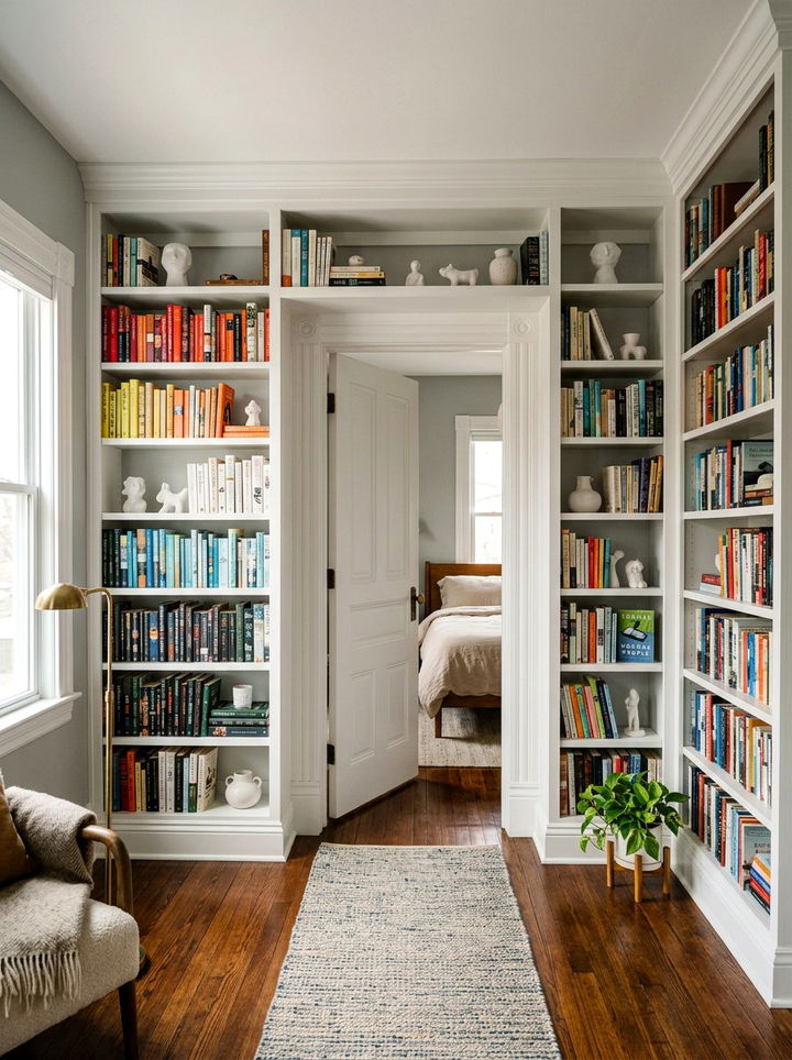 Built In Bookshelf - 30 bedroom entryway ideas