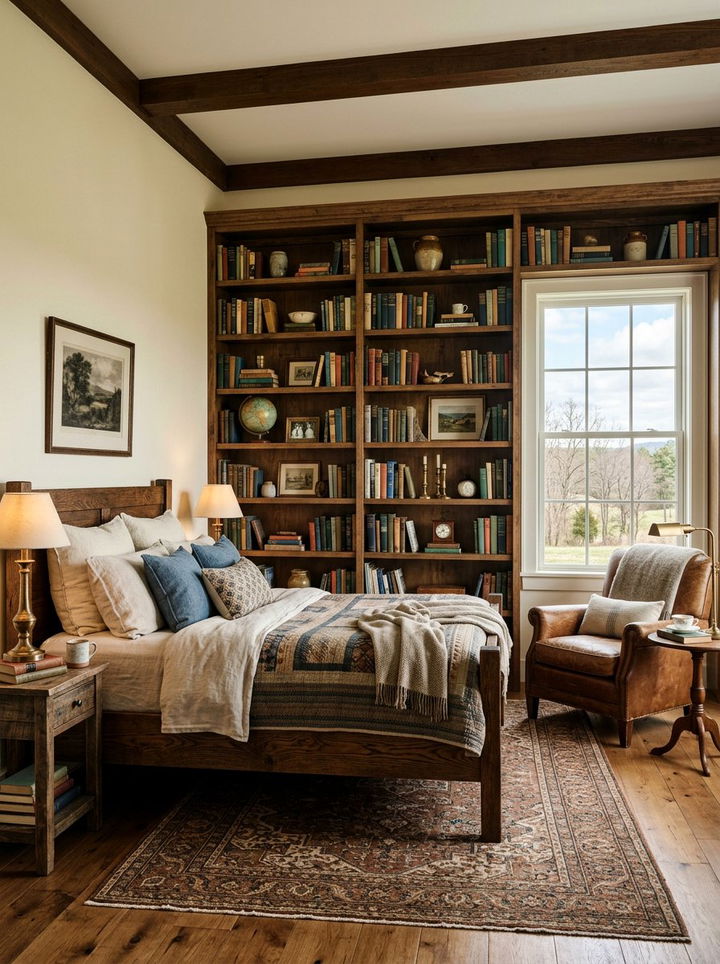 Built In Bookshelf - 30 country house bedroom ideas