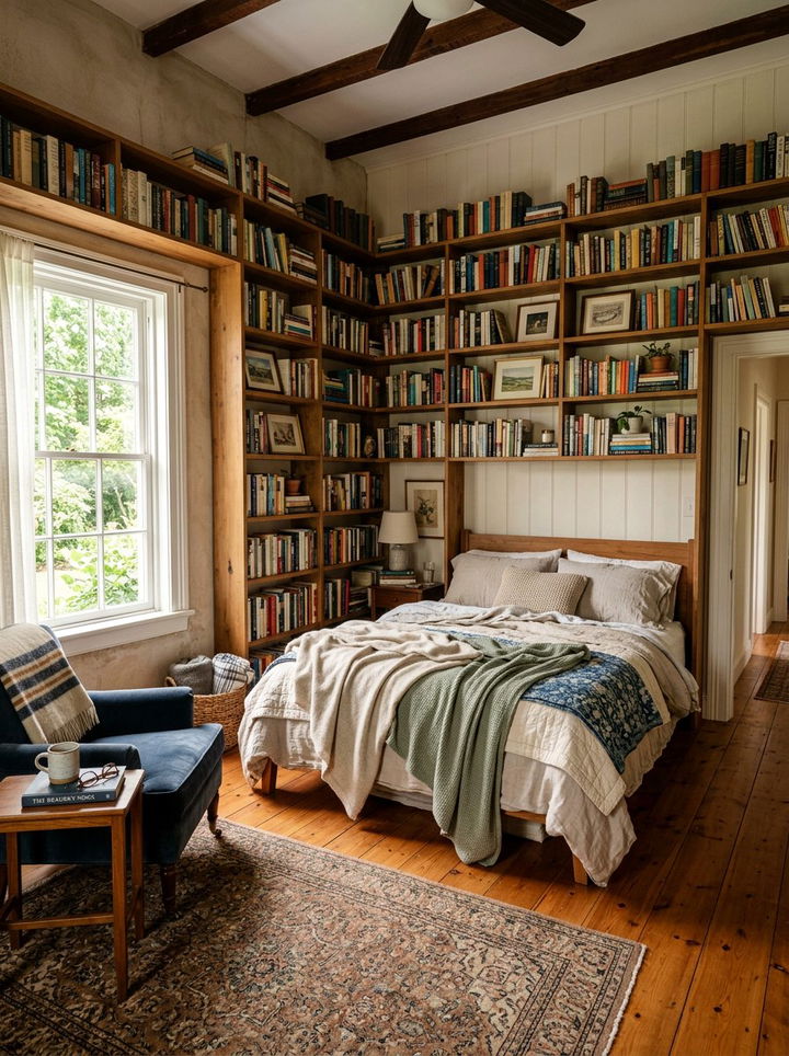 Built In Bookshelf Cottage Bedroom - 30 cottage bedroom ideas