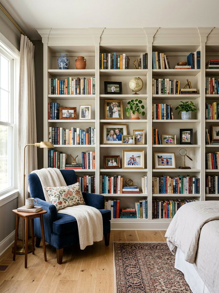Built In Bookshelf Family Photos Bedroom - 30 bedroom family photo ideas