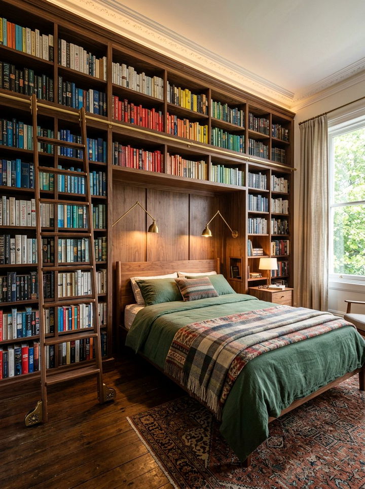 Built In Bookshelf Wall - 30 bedroom accent wall ideas