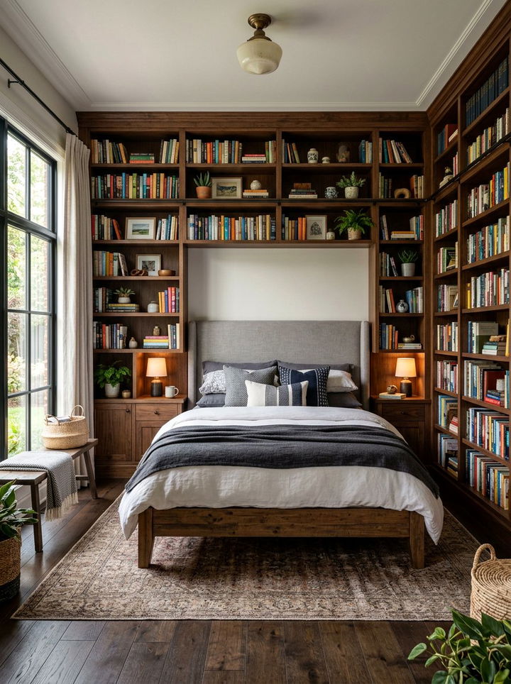 Built In Bookshelves Around Bed - 30 bedroom statement piece ideas