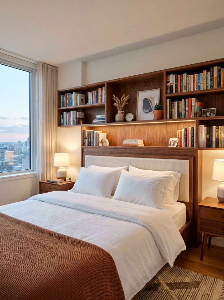 Built In Headboard Bookshelf - 30 bedroom built-in ideas
