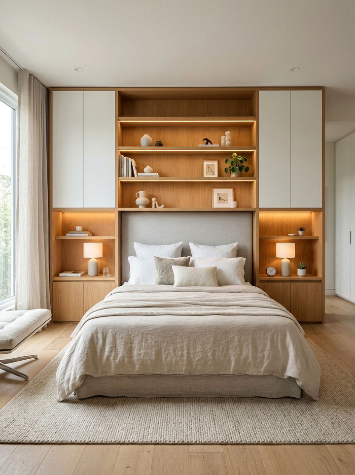 Built In Headboard Storage - 30 bedroom built-in storage ideas