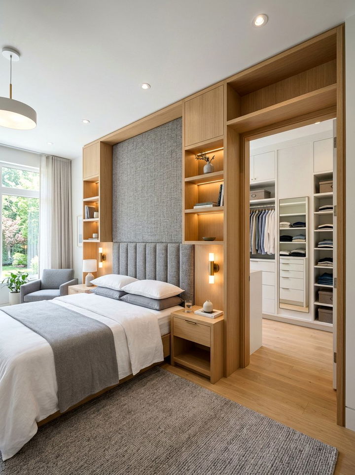 Built In Headboard Wall - 30 bedroom partition ideas