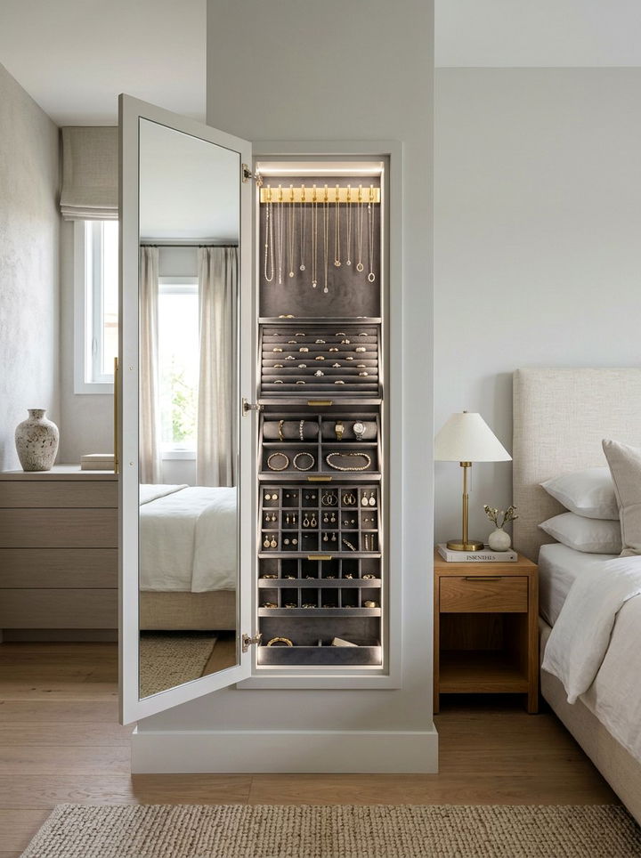 Built In Jewelry Cabinet - 30 bedroom built-in storage ideas