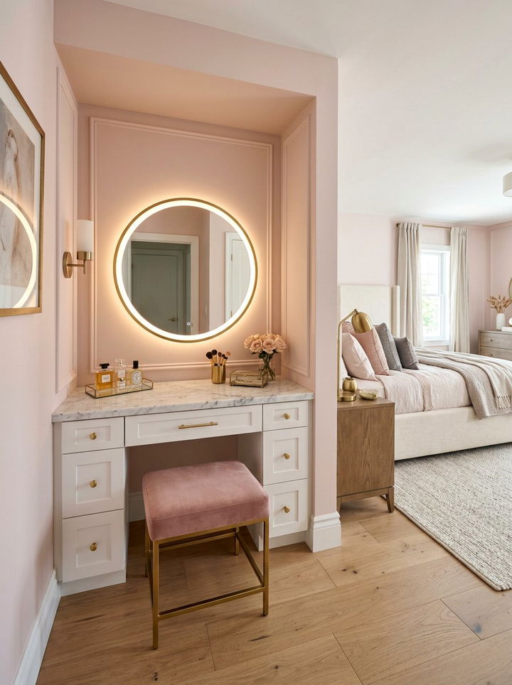 Built In Makeup Vanity - 30 bedroom niche ideas