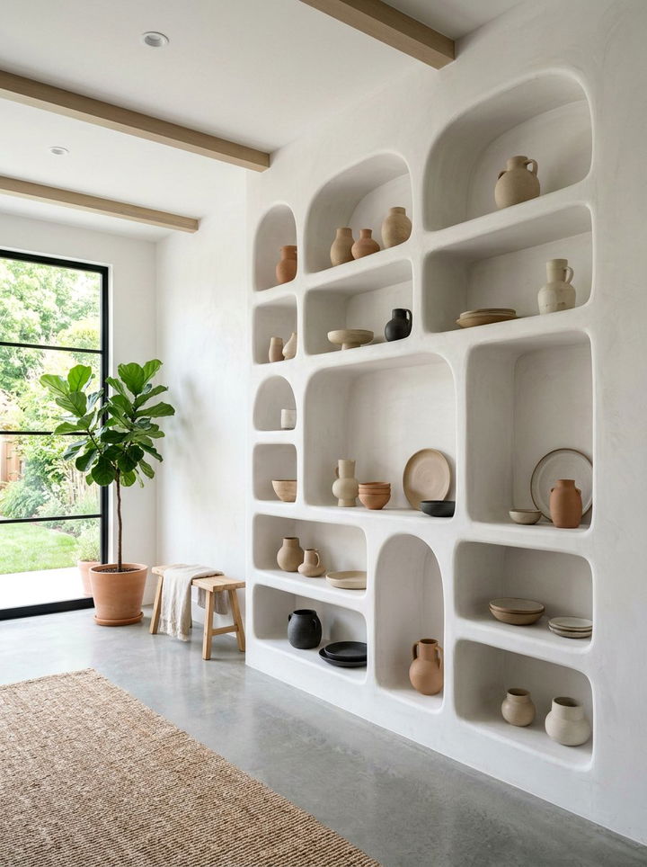 Built In Plaster Shelving - 30 Mexican bedroom ideas