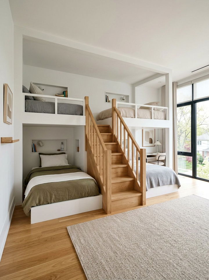 Built In Quadruple Bunk Beds - 30 quadruple bedroom ideas