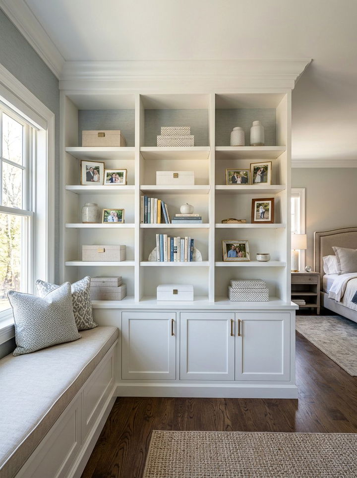 Built In Shelving - 30 bedroom corner shelving ideas