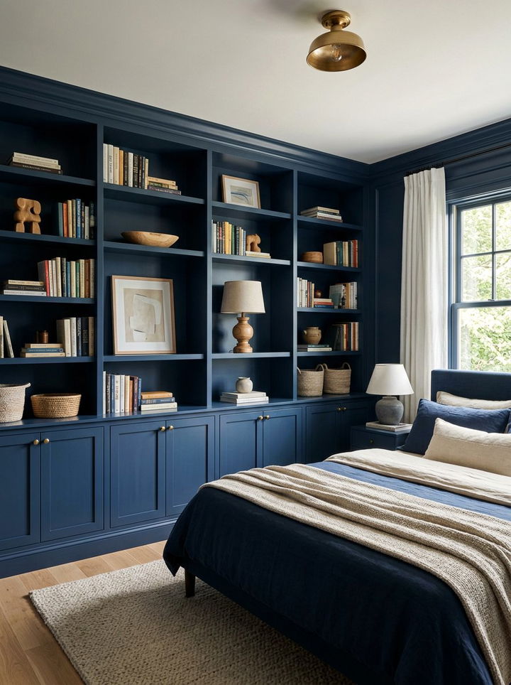 Built In Shelving Navy Bedroom - 30 scandinavian navy bedroom ideas