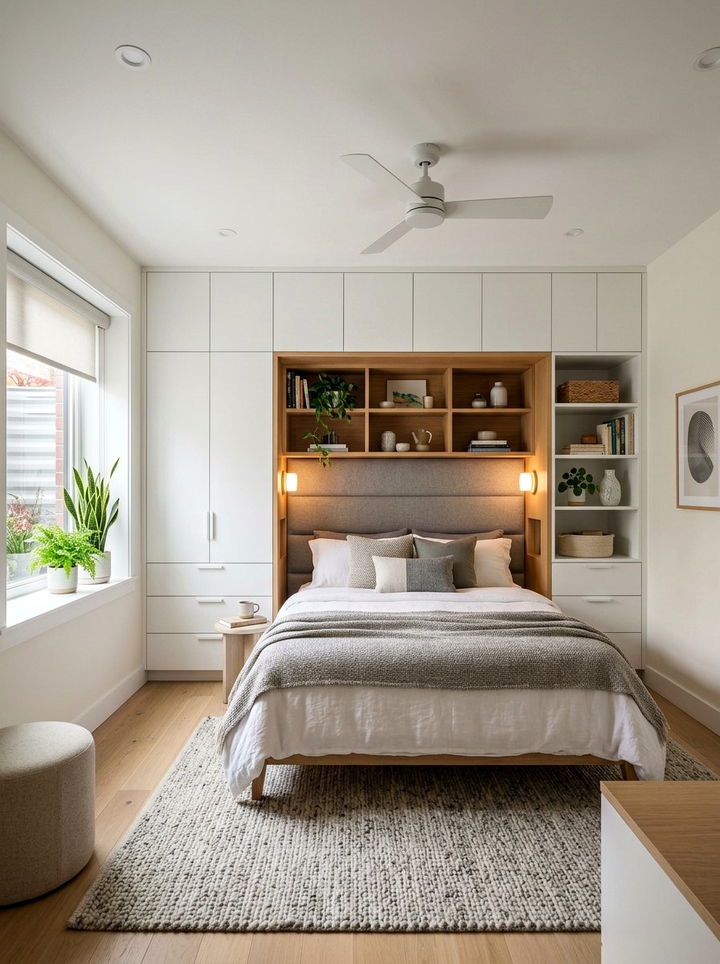 Built In Storage Bedroom Layout - 30 basement bedroom ideas