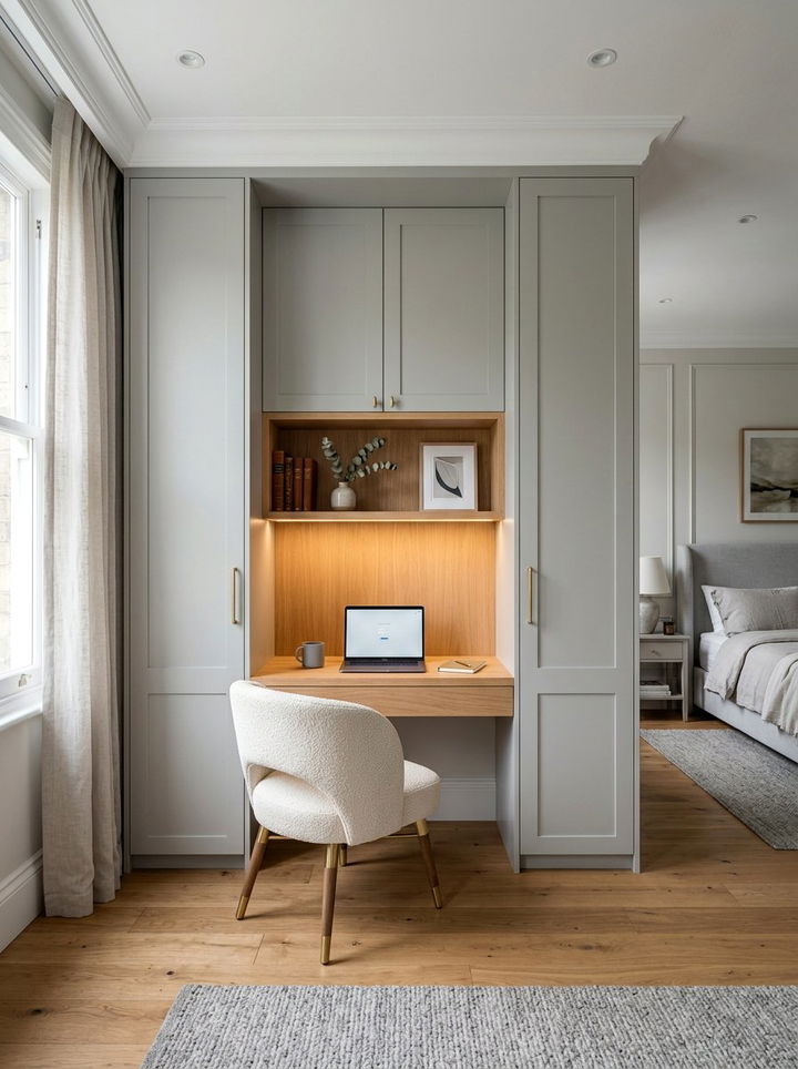 Built In Wall Desk - 30 bedroom workspace ideas
