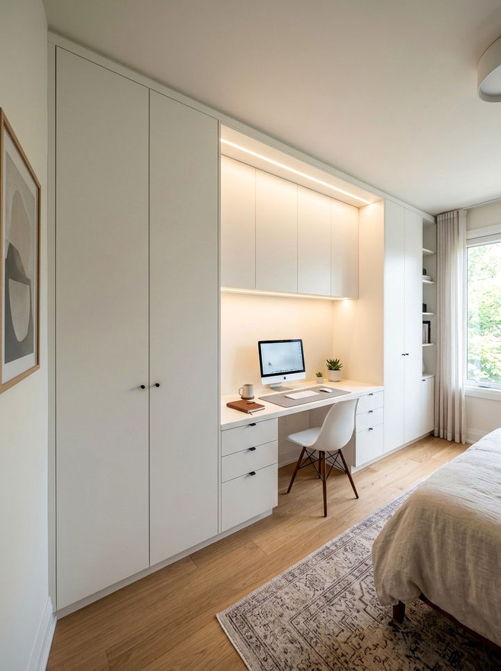 Built In Wall Desk - 30 bedroom home office ideas