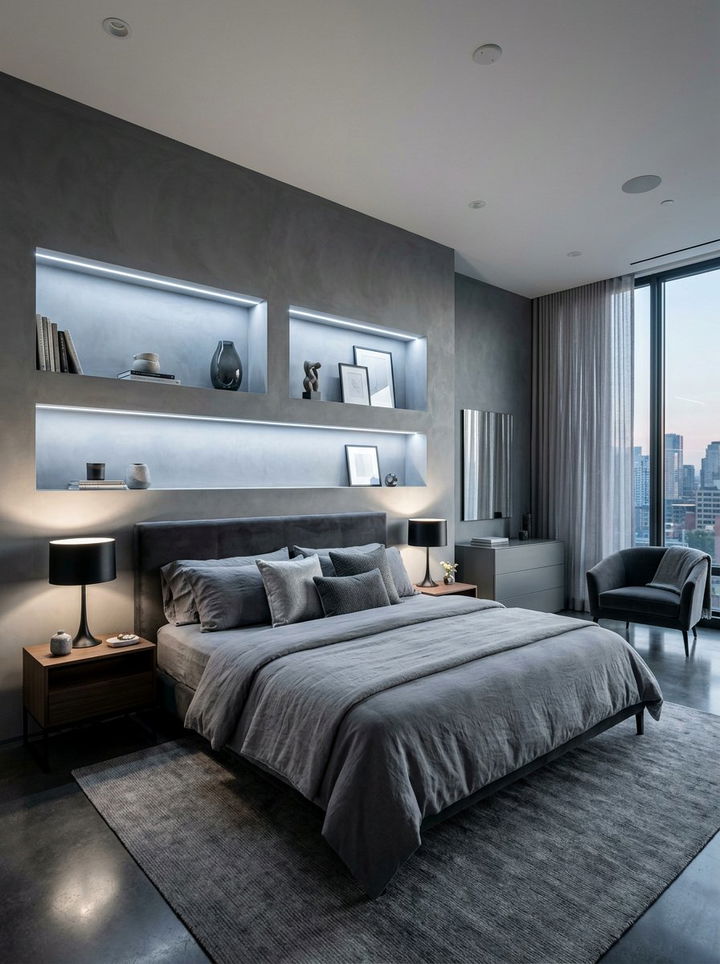 Built In Wall Niches - 30 bedroom wall shelving ideas