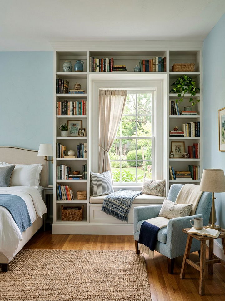 Built in bedroom shelving - 30 bedroom update ideas