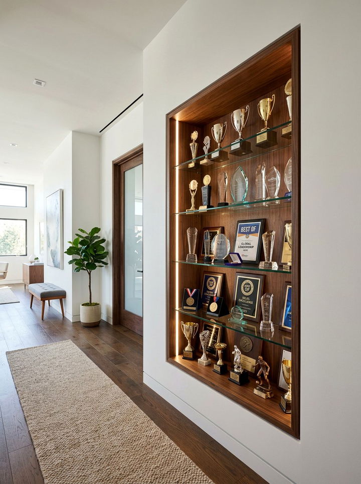 Built in wall niche - 30 bedroom trophy display ideas