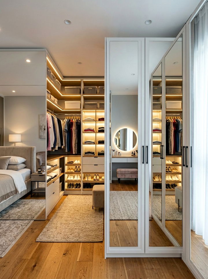 Built in wardrobe lighting - 30 bedroom dimmer lights ideas