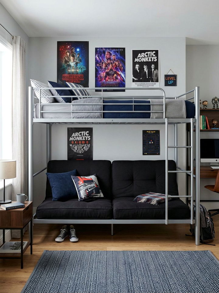 Bunk Bed With Futon - 30 bedroom adjustable furniture ideas