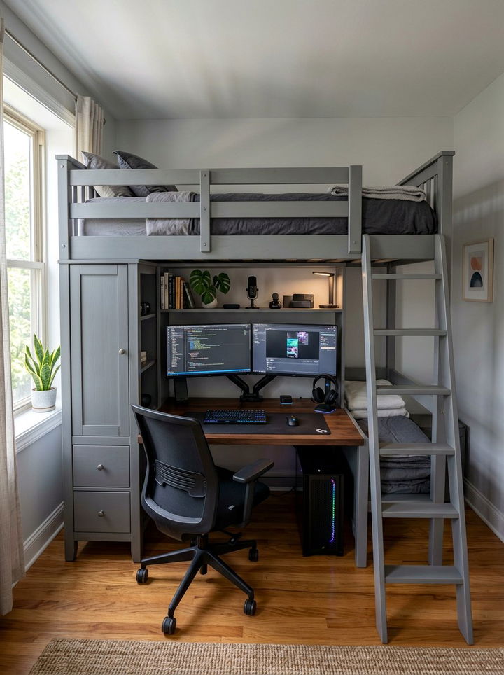 Bunk bed with workstation - 30 bedroom convertible furniture ideas