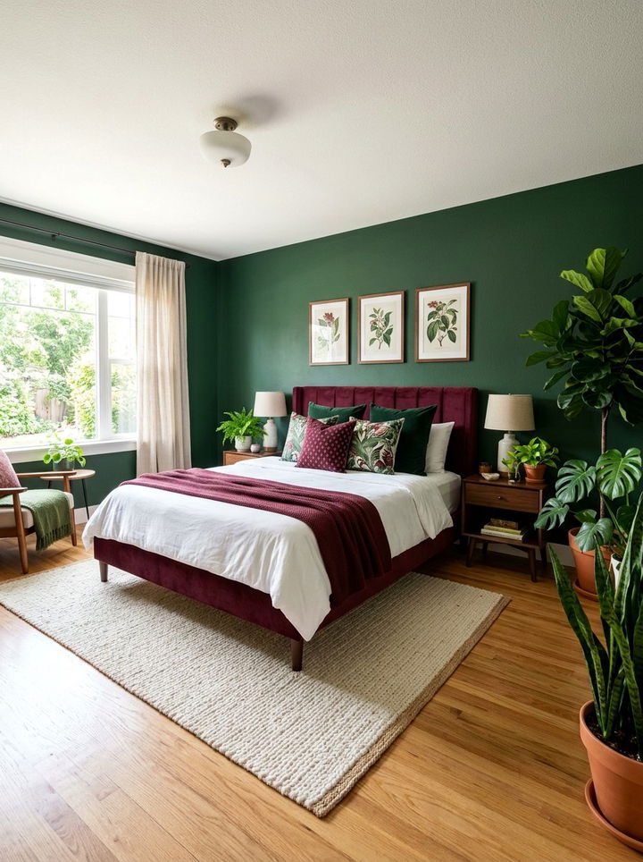 Burgundy And Green Bedroom - 30 burgundy bedroom ideas