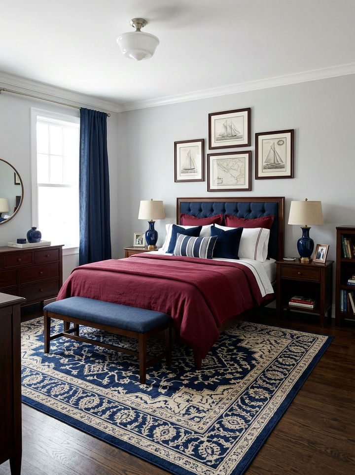 Burgundy And Navy Bedroom - 30 burgundy bedroom ideas