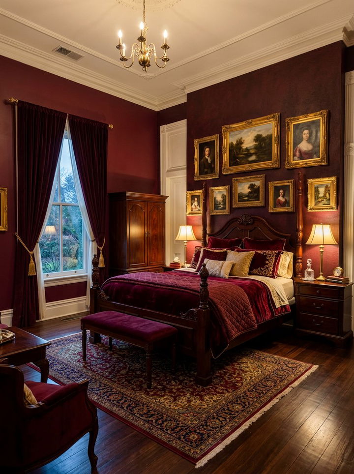 Burgundy Bedroom - 30 bedroom accent color ideas
