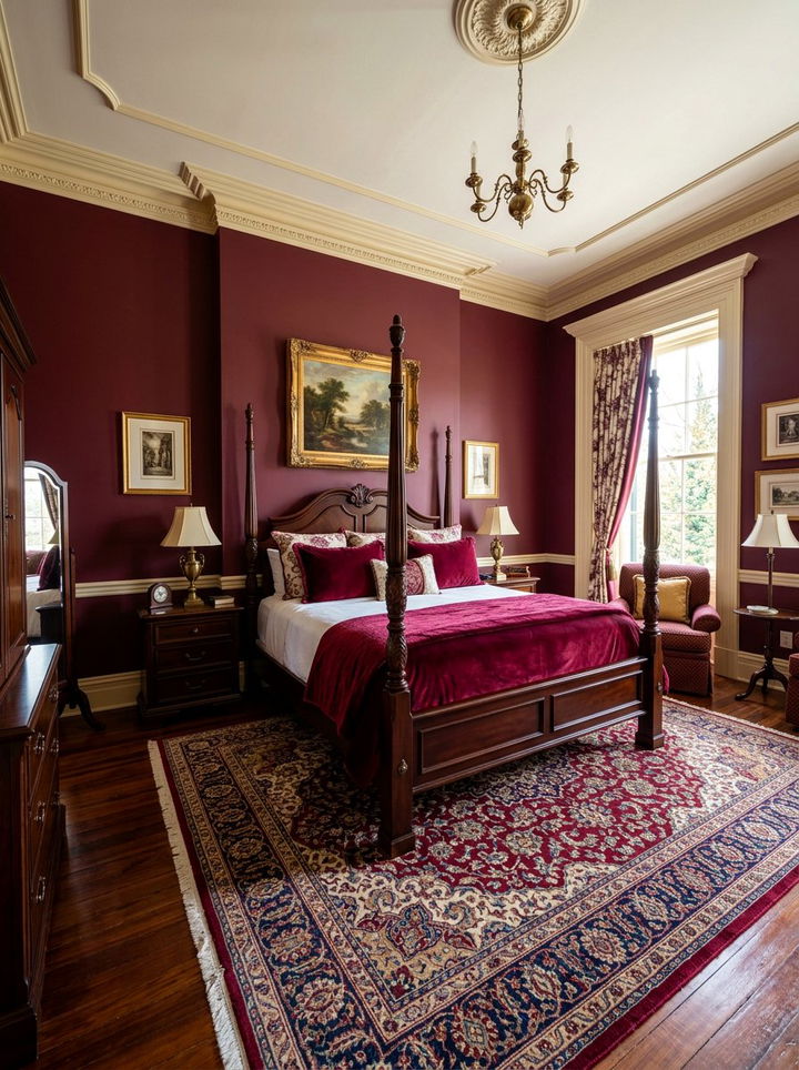 Burgundy Bedroom - 30 winter inspired bedroom color ideas