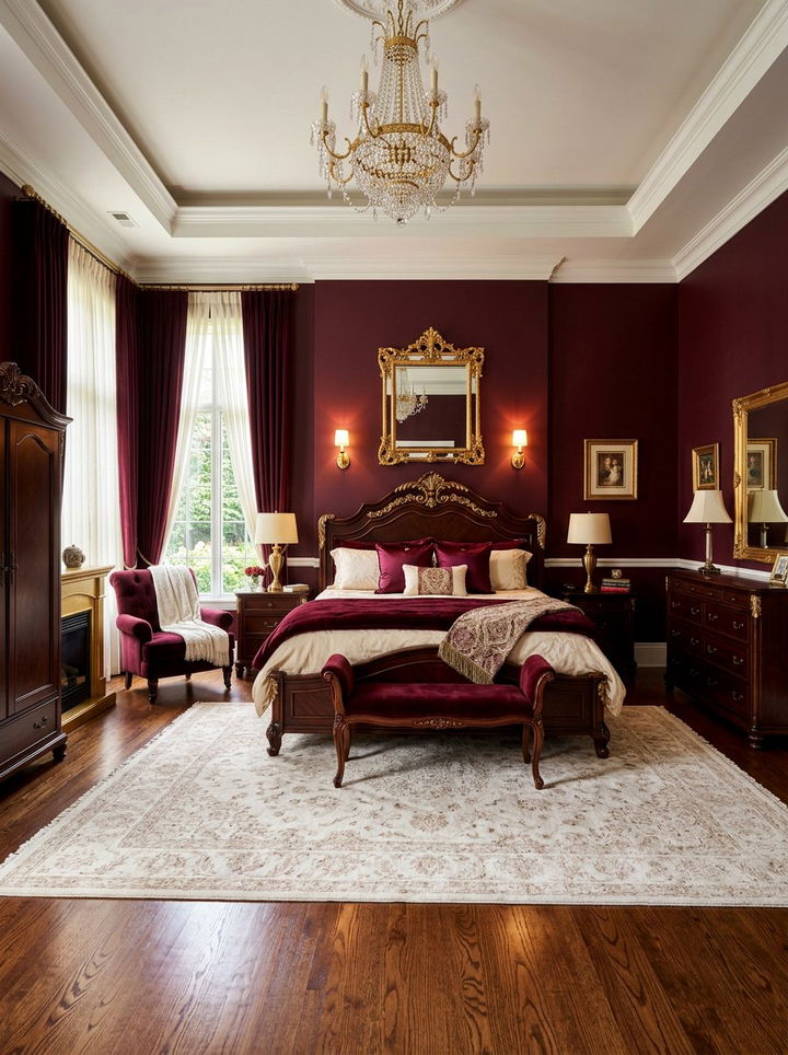 Burgundy Bedroom - 30 bedroom color ideas