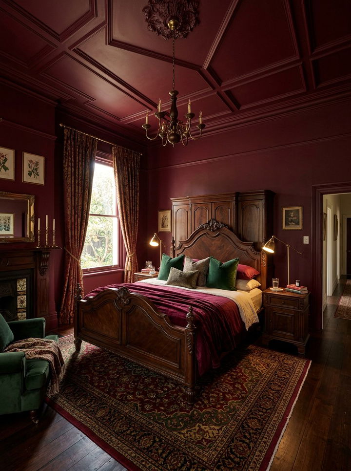 Burgundy Bedroom - 30 maximalist bedroom color ideas