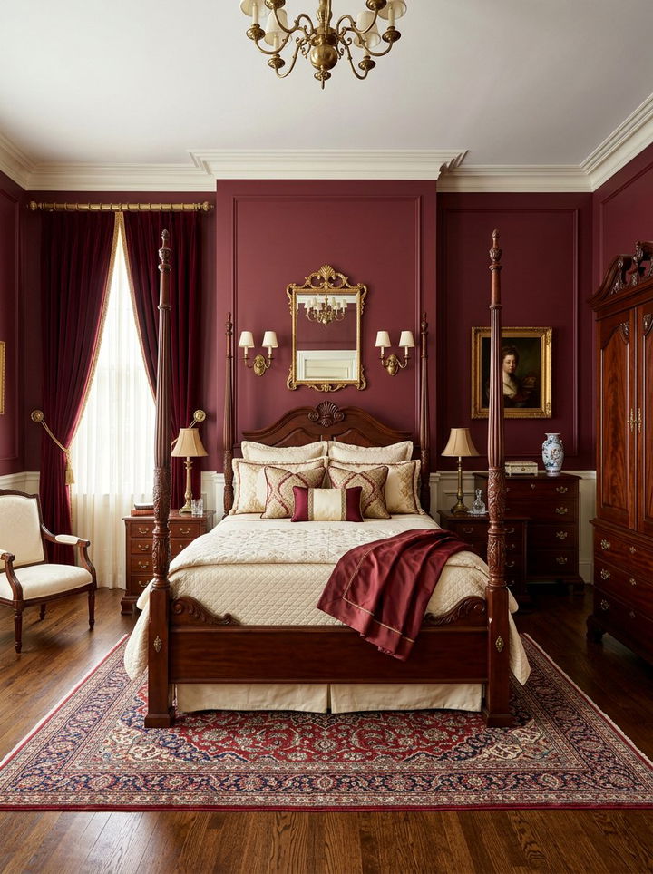 Burgundy Bedroom - 30 moody bedroom color ideas