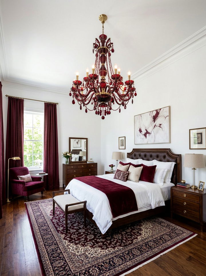 Burgundy Chandelier White Bedroom - 30 burgundy and white bedroom ideas
