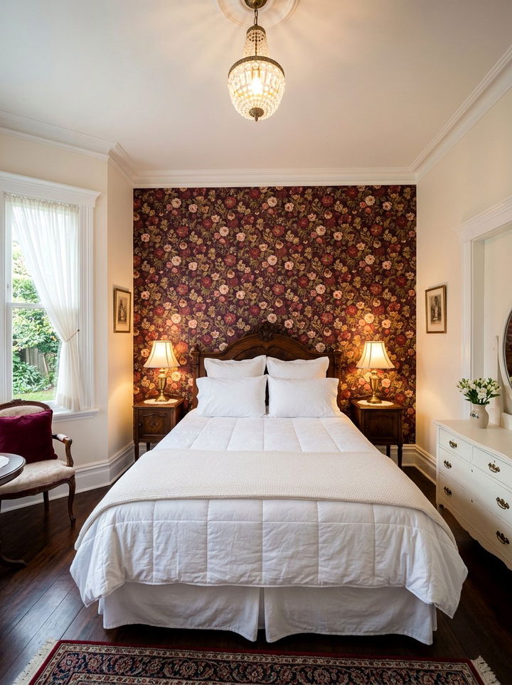 Burgundy Floral Wallpaper - 30 burgundy and white bedroom ideas