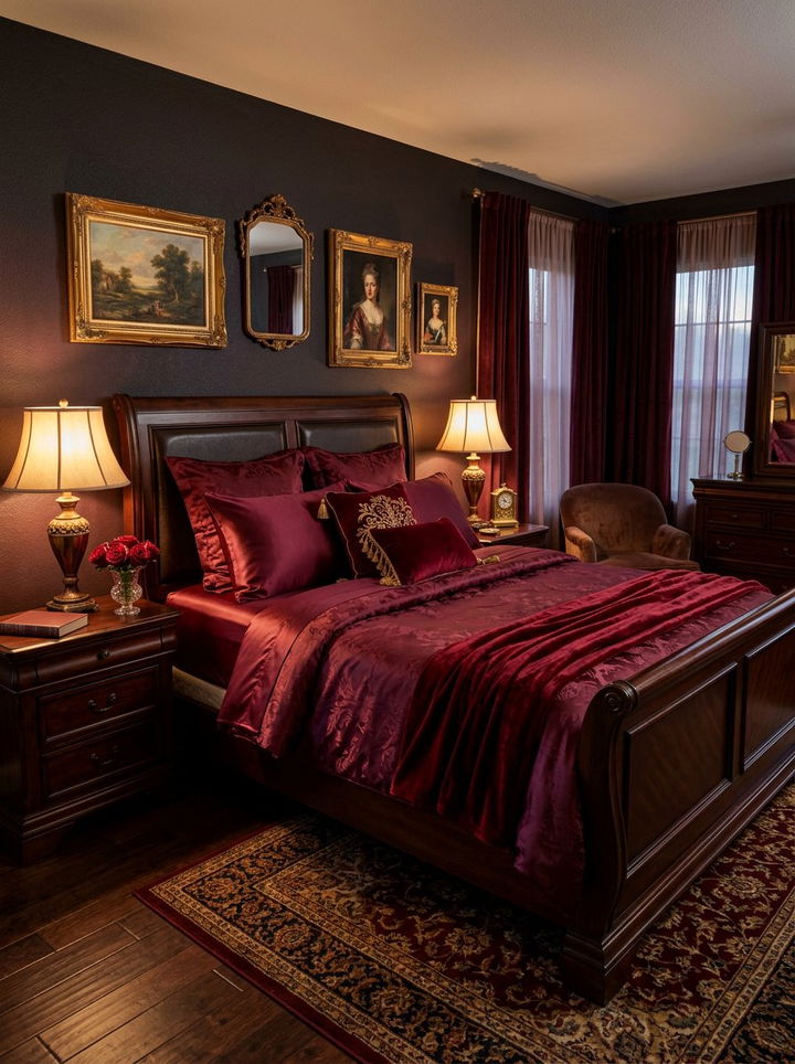 Burgundy Satin Bedding - 30 satin bedroom ideas