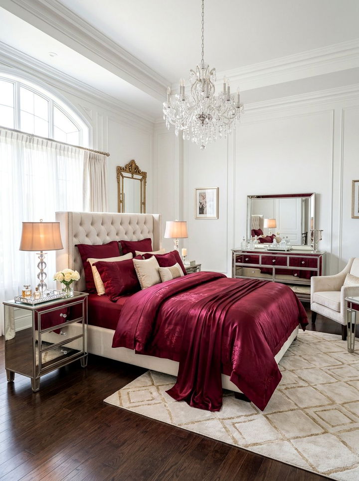Burgundy Silk Bedding White Room - 30 burgundy and white bedroom ideas