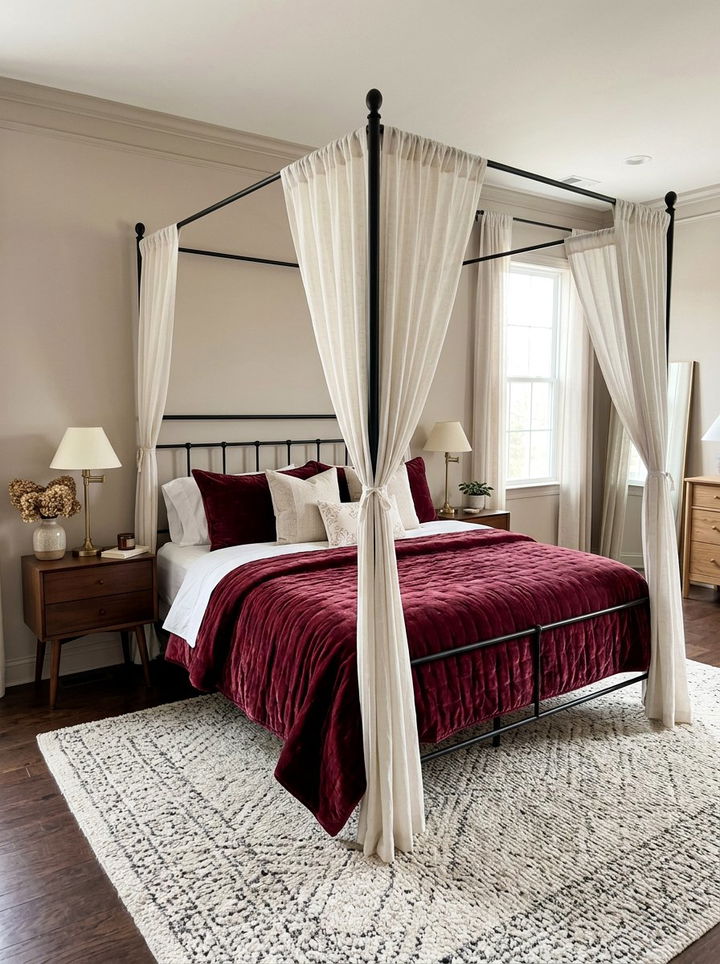 Burgundy Velvet Bedding Layout - 30 velvet bedroom ideas