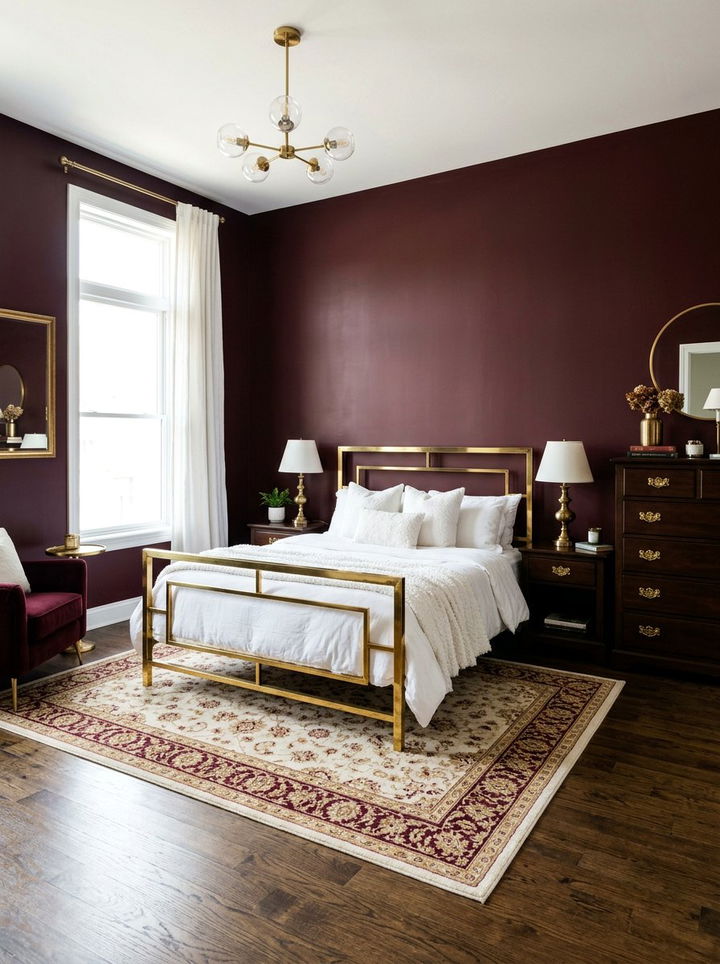 Burgundy and Brass Bedroom - 30 burgundy bedroom color schemes