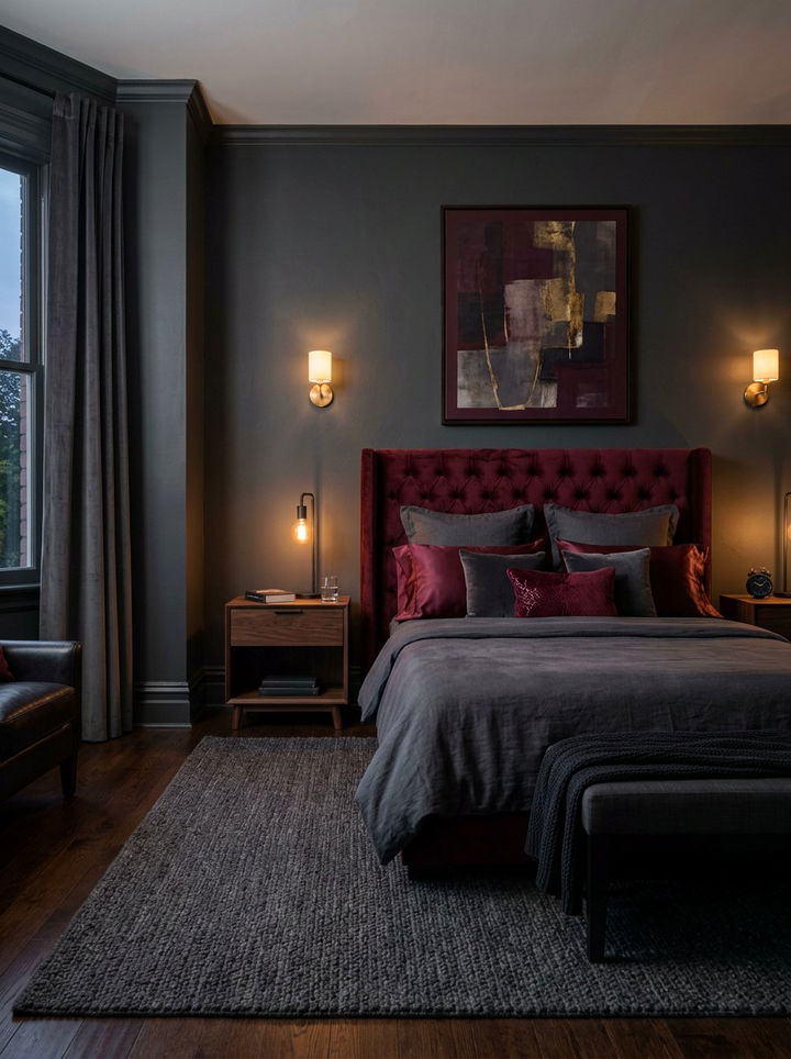 Burgundy and Charcoal Bedroom - 30 burgundy bedroom color schemes