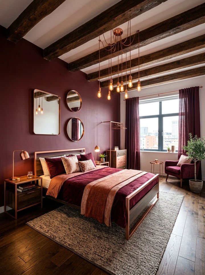 Burgundy and Copper Bedroom - 30 burgundy bedroom color schemes