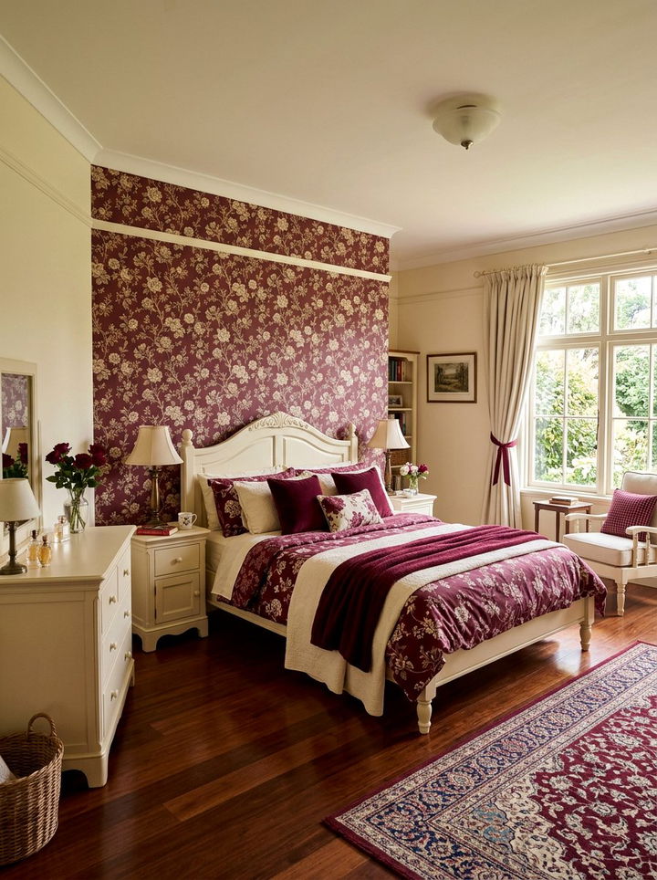 Burgundy and Cream Bedroom - 30 burgundy bedroom color schemes