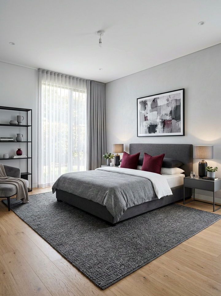 Burgundy and Grey Bedroom - 30 burgundy bedroom color schemes