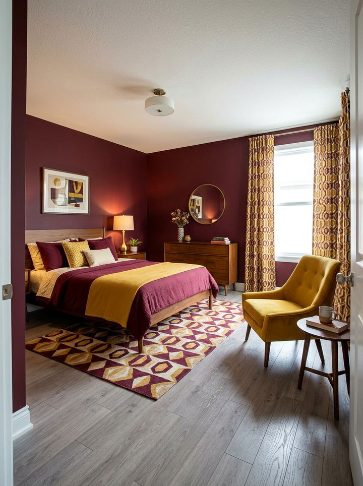 Burgundy and Mustard Yellow Bedroom - 30 burgundy bedroom color schemes