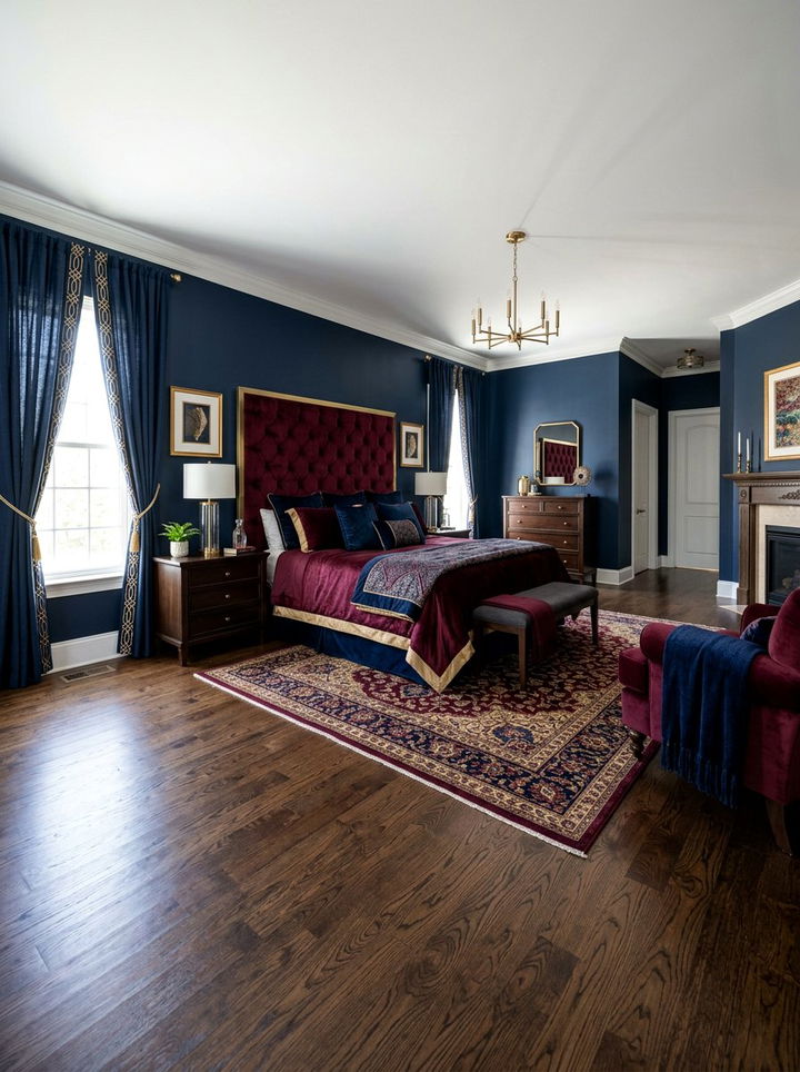 Burgundy and Navy Blue Bedroom - 30 burgundy bedroom color schemes
