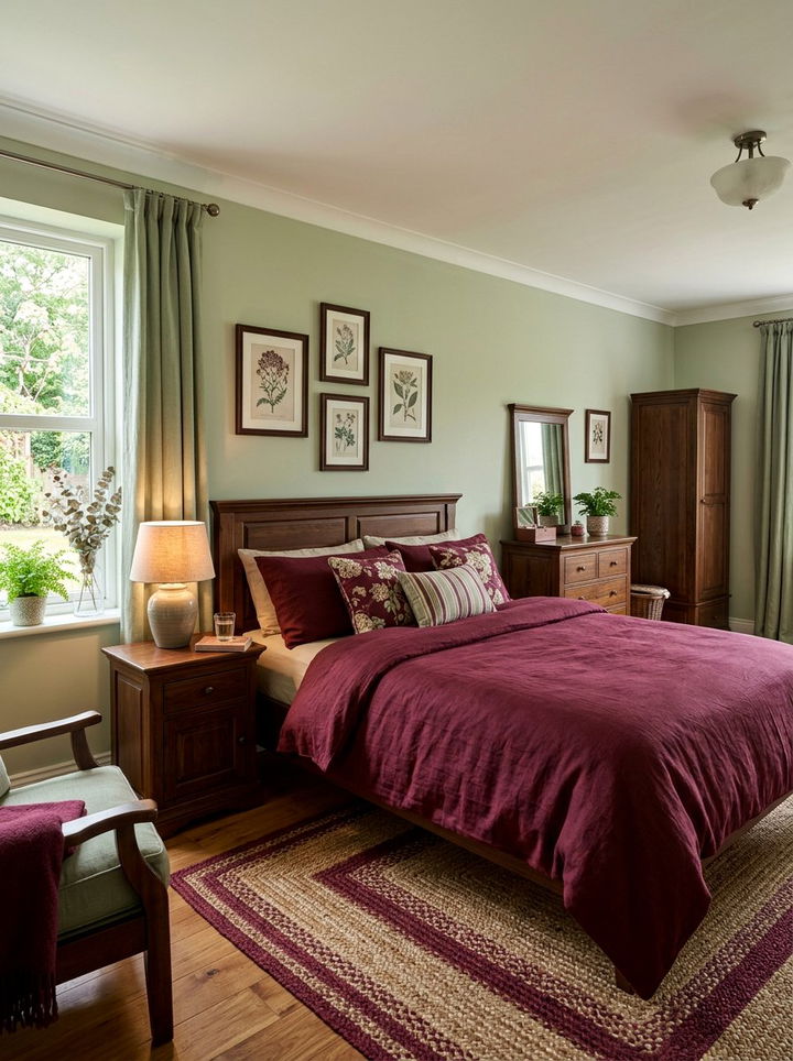Burgundy and Sage Green Bedroom - 30 burgundy bedroom color schemes