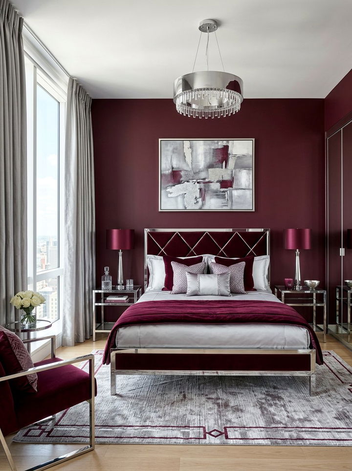 Burgundy and Silver Bedroom - 30 burgundy bedroom color schemes