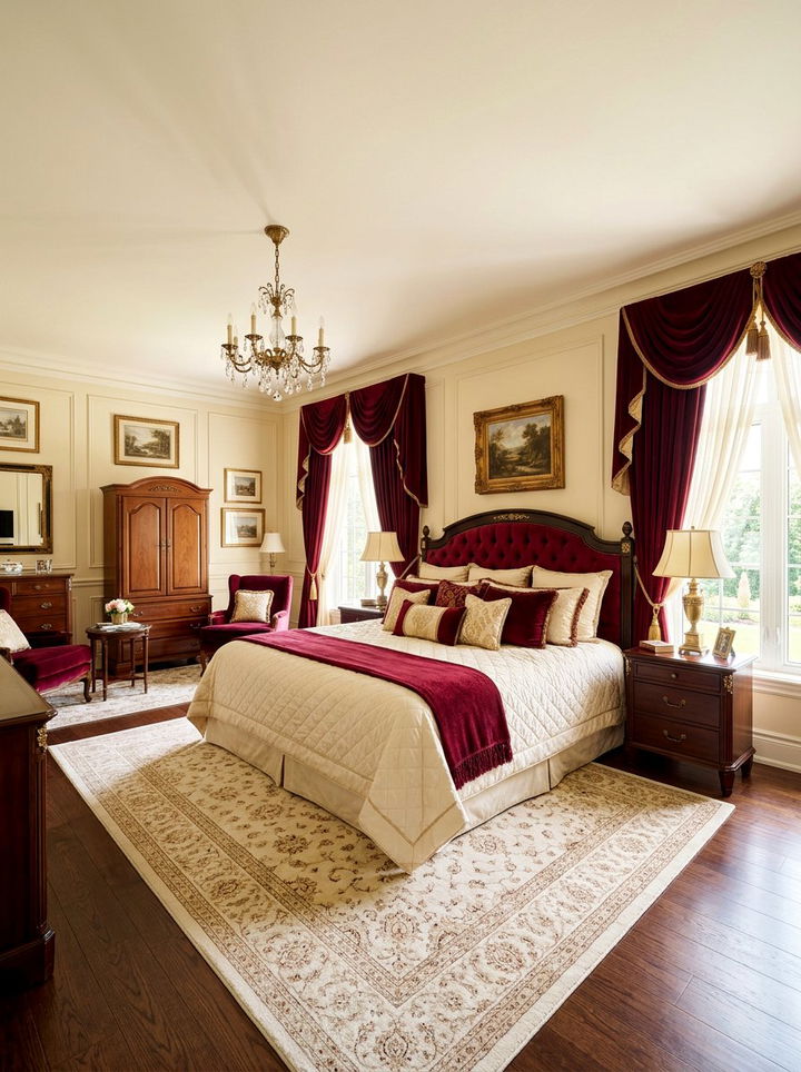 Burgundy and cream bedroom - 30 two tone bedroom ideas