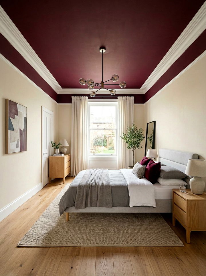Burgundy ceiling cream bedroom - 30 burgundy and cream bedroom ideas