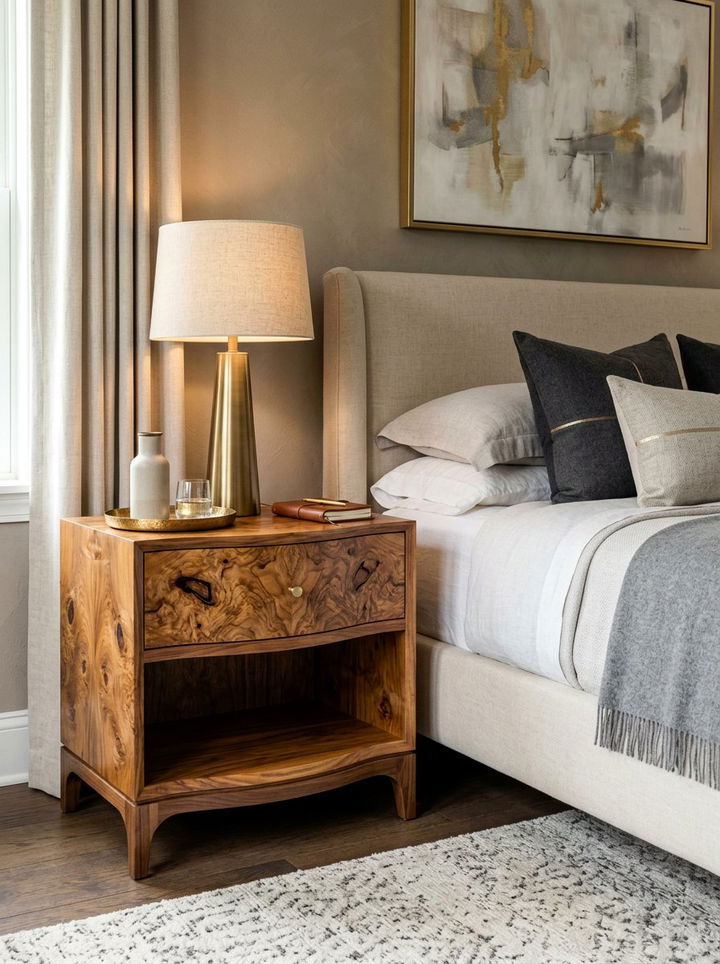 Burl Wood Nightstand - 30 bedroom vintage nightstands