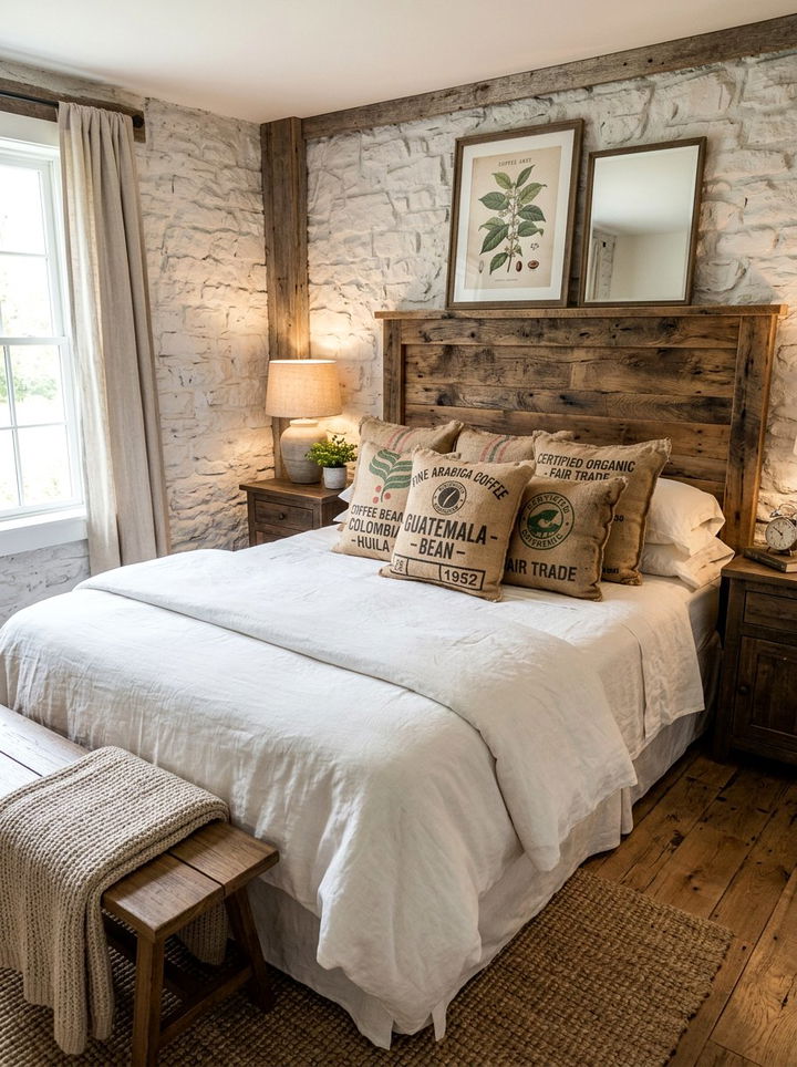 Burlap Sack Pillow Bedroom - 30 repurposed bedroom ideas